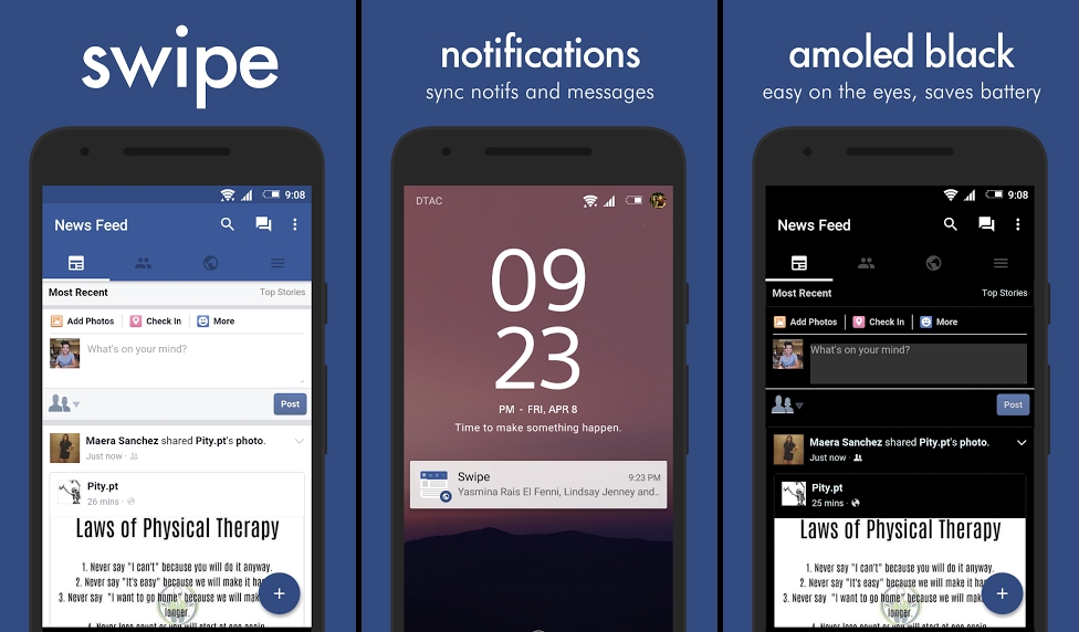 تطبيق Swipe for Facebook بديل تطبيق فيسبوك الرسمي في أندرويد
