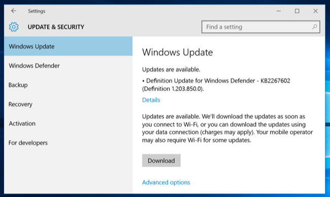 Windows 10 will push some updates over limited data plans