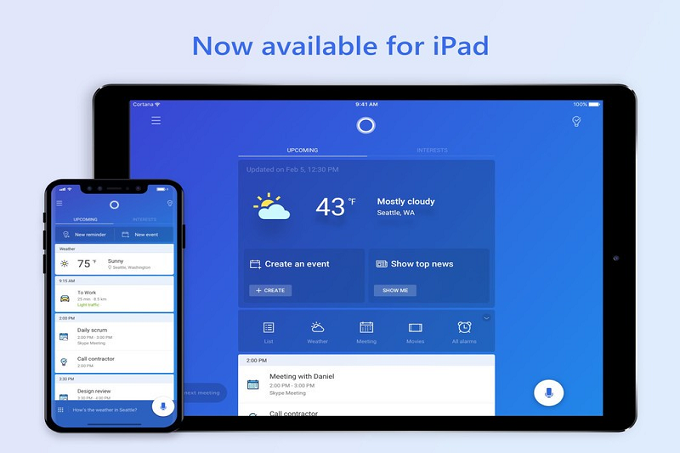 المساعد الصوتي كورتانا يأتي بواجهة محسنة تناسب شاشة الآيباد