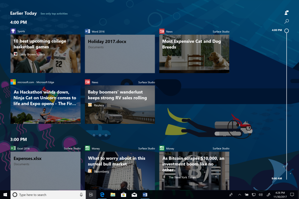  Windows 10’s new Timeline feature 