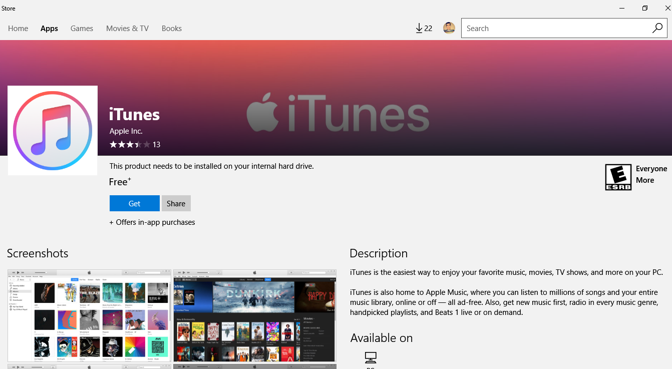 iTunes is now available in the Microsoft Store for Windows 10