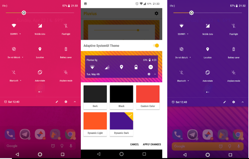 تطبيق Pluvius الجديد لتخصيص ألوان أندرويد تلقائيًا وحسب ألوان الخلفية
