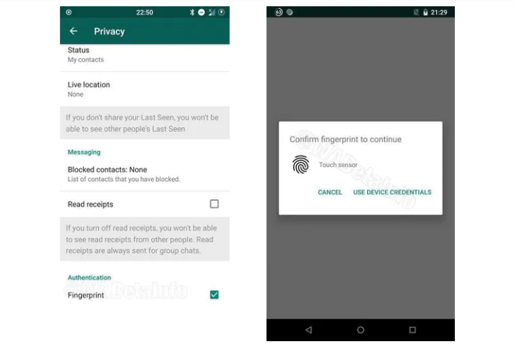 قريبًا سيدعم واتس آب المصادقة بالبصمة على أندرويد