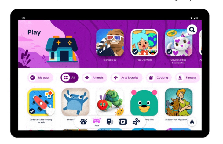 جوجل تطلق "مساحة الأطفال" Kids Space على لوحيات أندرويد