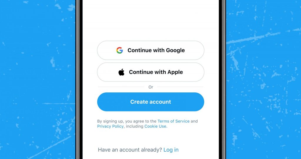 تويتر تضيف خيار التسجيل في تطبيقاتها باستخدام حساب جوجل أو آبل